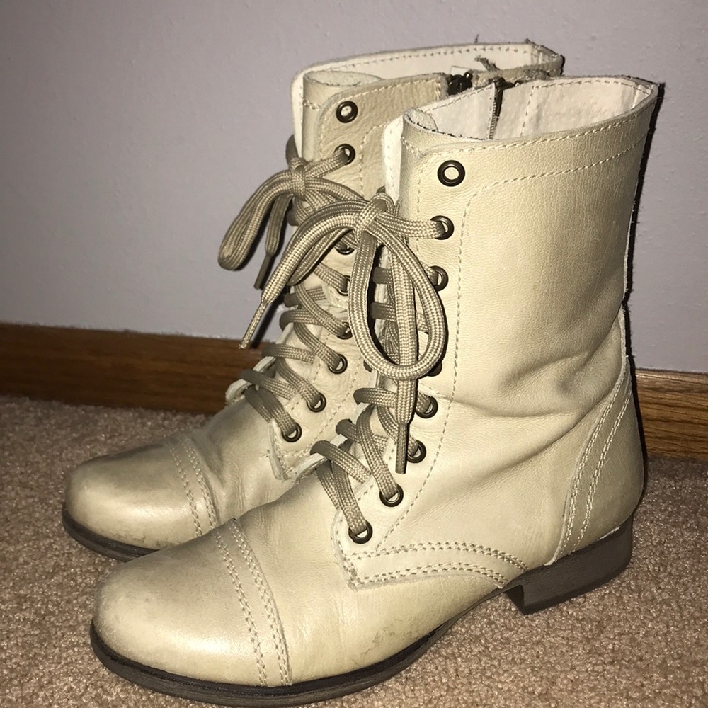 Cream colored combat boots